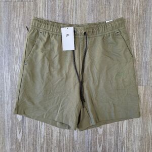 Nike Tech Fleece Shorts Olive Green Men's XL Lightweight Knit Side Zip Pocket LE